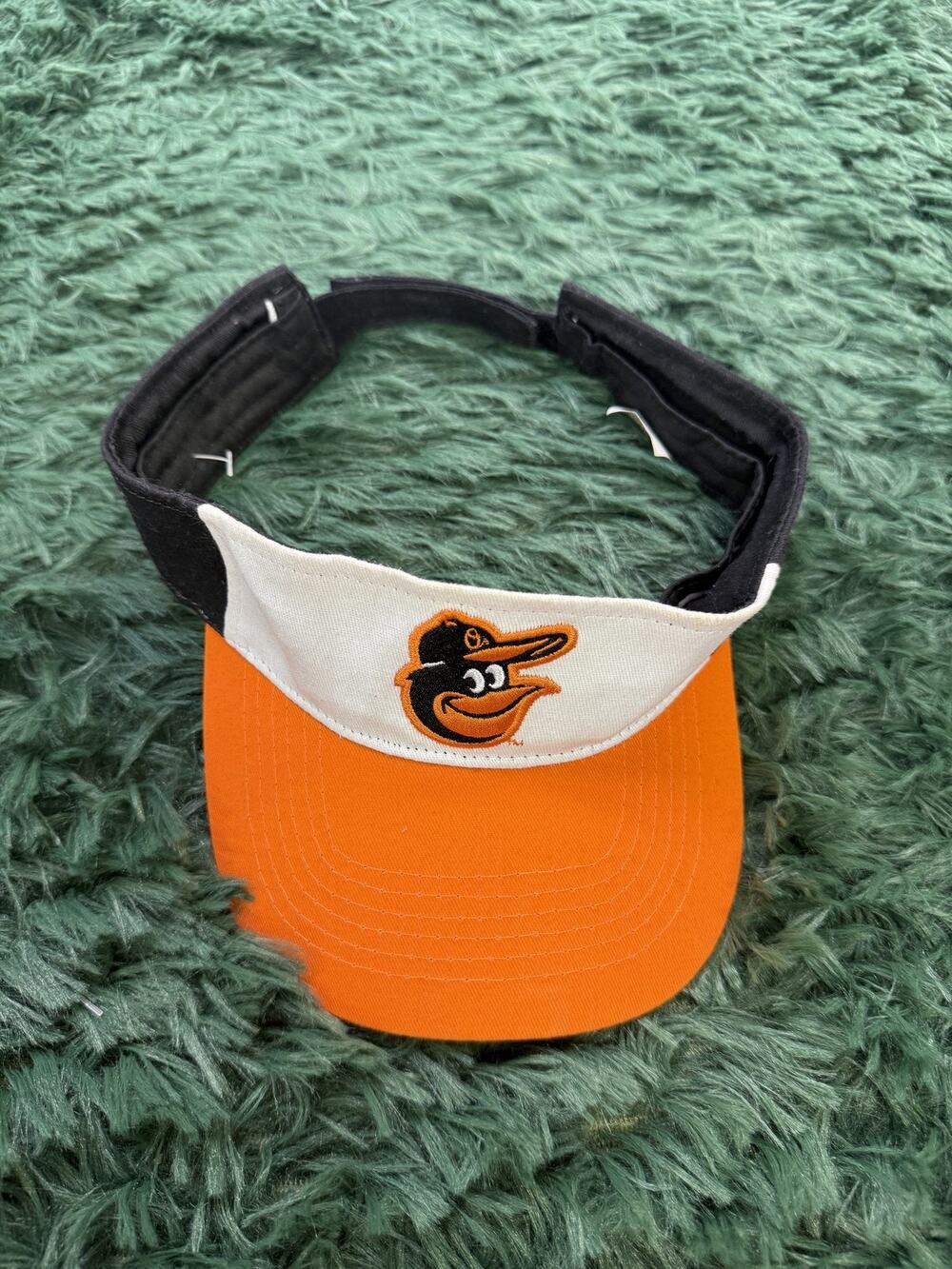 Vtg Baltimore Orioles MLB Baseball Visor Hat Cap Adjustable Orange White Black